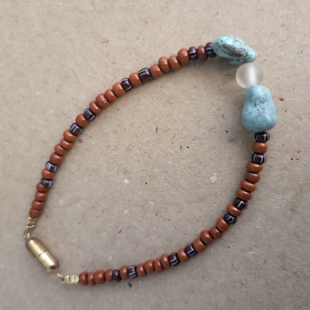 Navajo Indian hand Strung Spiny Oyster & Turquoise Bracelet